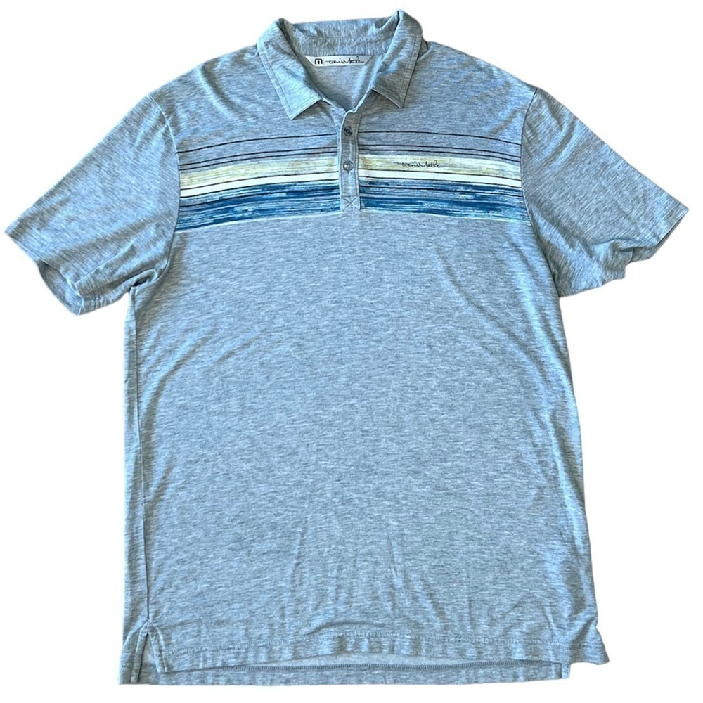 Travis Matthew heathered gray striped short sleeve golf polo size XL